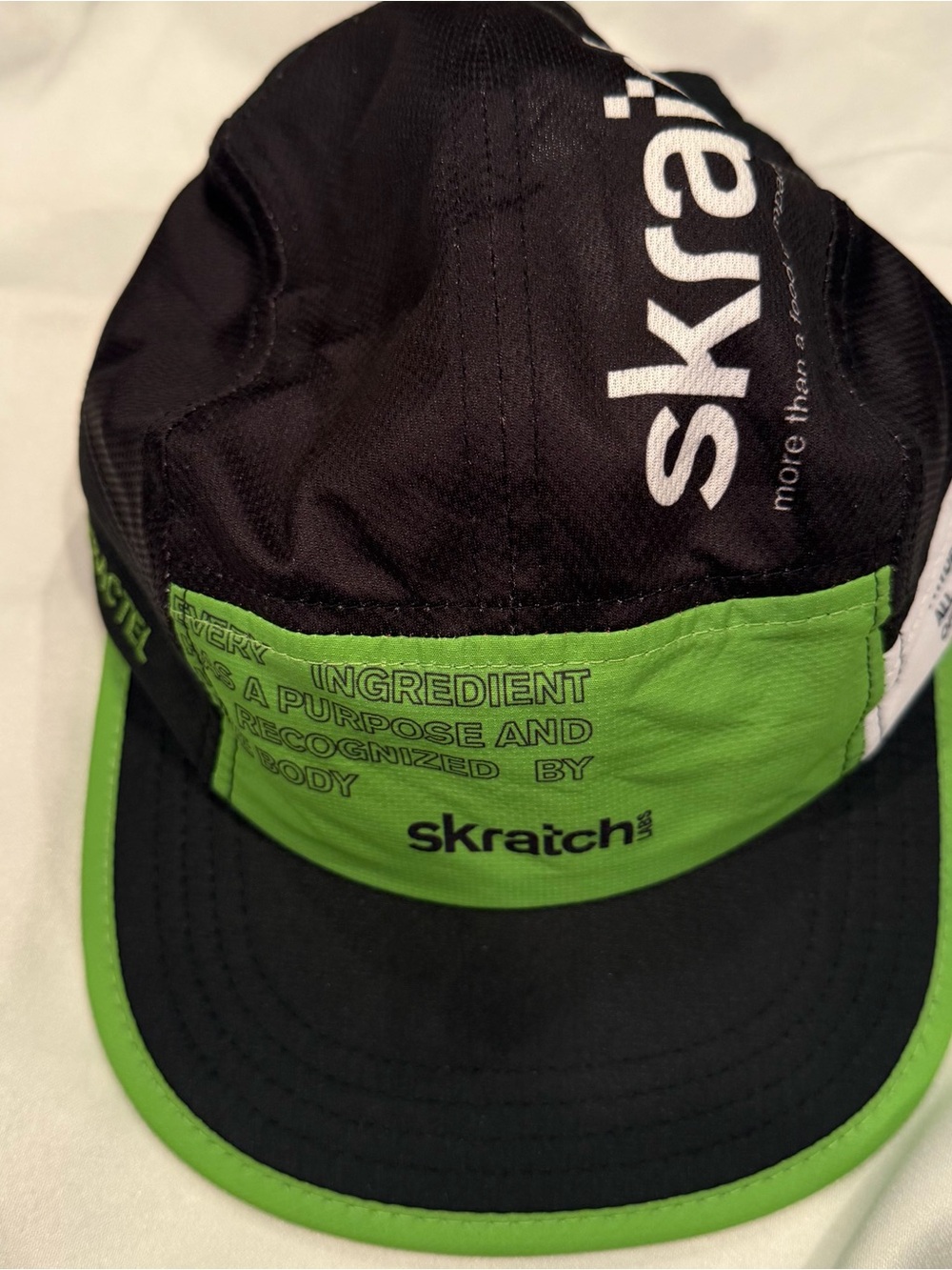 Fractel Skratch Labs Running Cap Black Green Performance 5 Panel Hat Adjustable